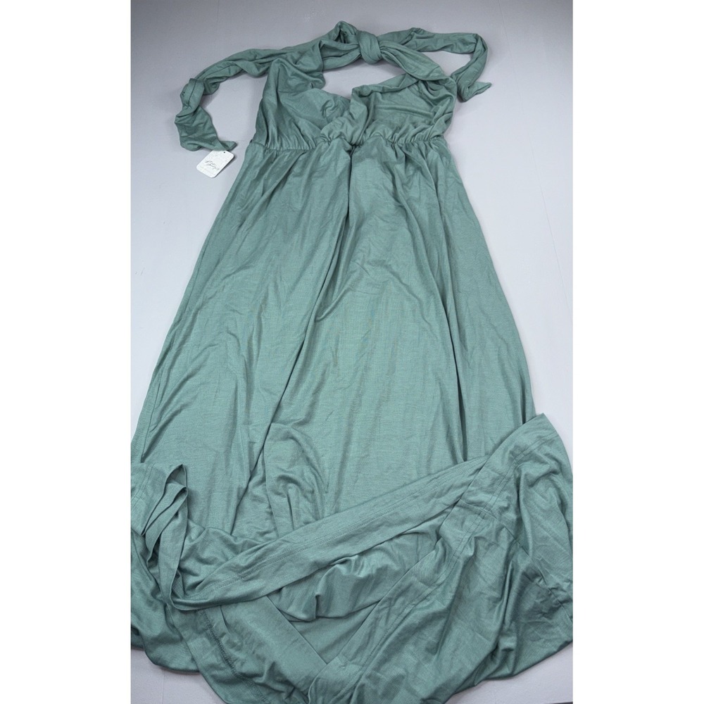 NWT Free People Deep Sea Halter Top Tie Maxi Dress Stretchy Flowy Deep V Front